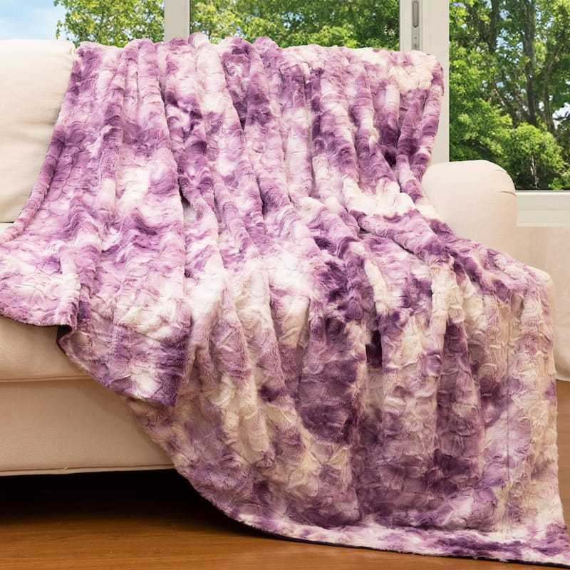 Cheer Collection Ultra Soft and Cozy Multi Colored Throw Blanket - 50x60 - White and purple
