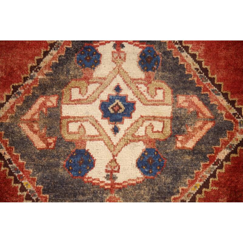 Hand Knotted Oriental 100% Wool Carpet Traditional Medallion Red Shiraz Area Rug - 6' 3'' X 3' 11''