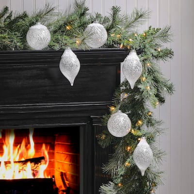 4.5"Glass With Crystal Ball And Finial Ornament Set of 2