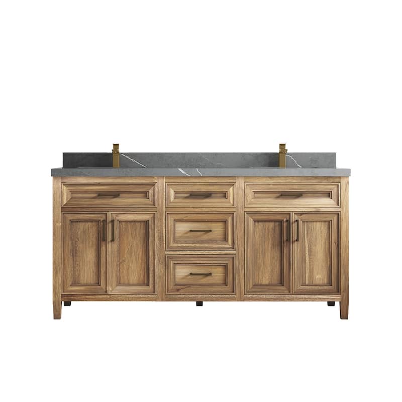 Willow Collections 72 in. W x 22 in. D Santa Monica Teak Double Sink Bathroom Vanity with Countertop