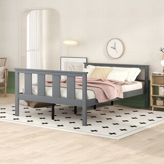 Full Size Wood Platform Bed with Headboard and Footboard