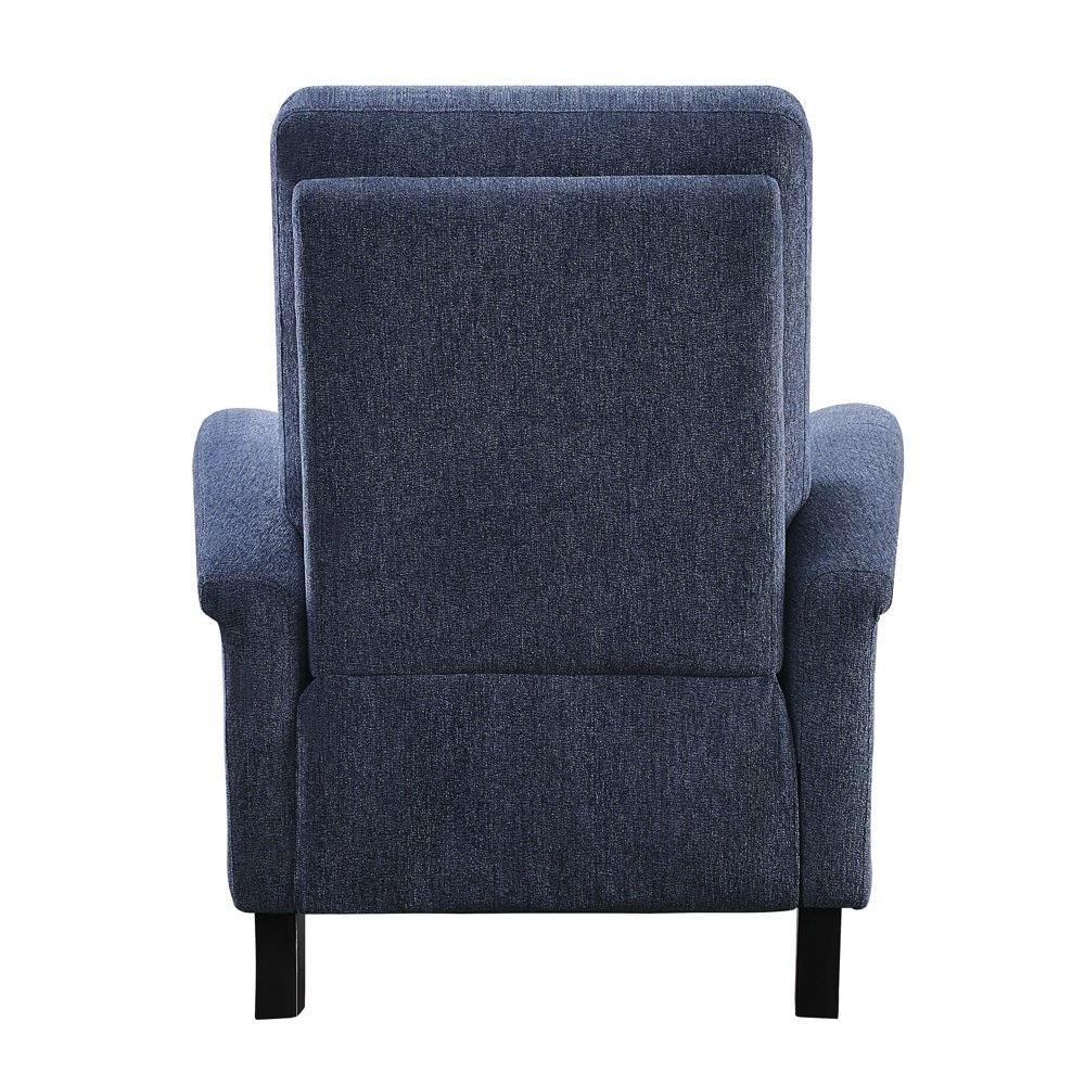 Sadie Chenille Fabric Upholstered Push Back Reclining Chair Blue