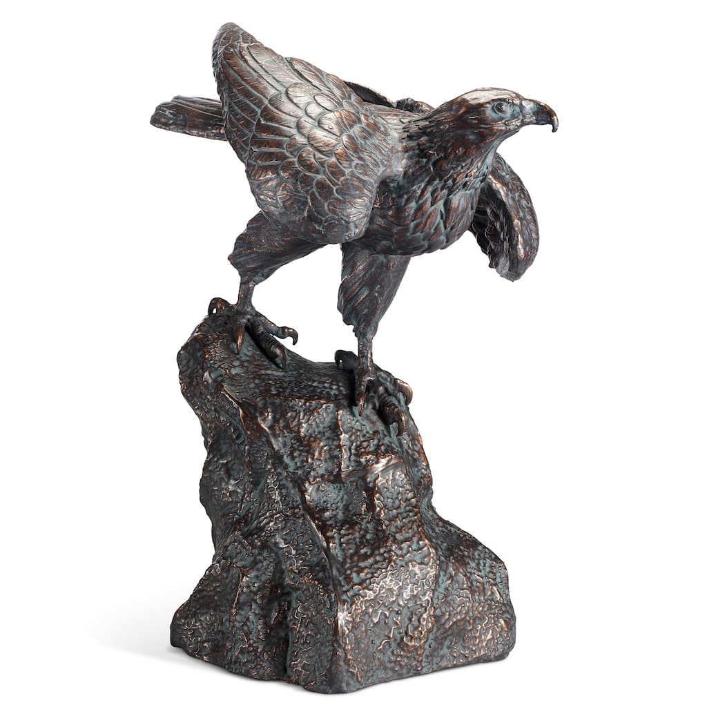 Spi Perching Hawk Sculpture 28" X 23" X 14.5" 23 Lbs. Aluminum - 28 X 23 X 14.5 inches