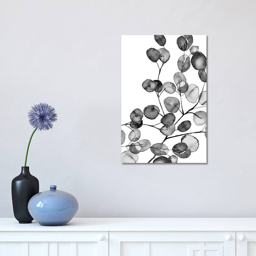 iCanvas "Eucalyptus Watercolor Black And White" by Monika Strigel Canvas Print