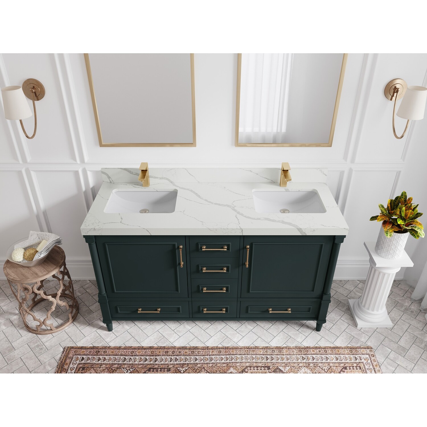 Willow Collections 60 in. W x 22 in. D Aberdeen Double Sink Bathroom Vanity with Countertop