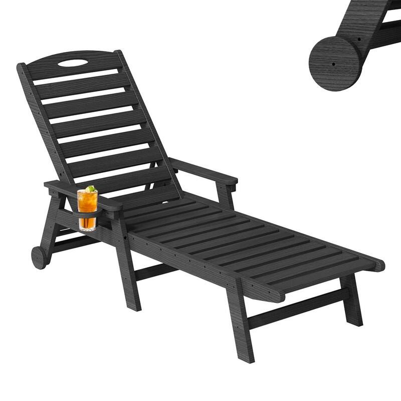 Domi Patio Lounge Chair Outdoor, HDPE Outdoor Chaise Lounge with Reclining Backrest, Pool Lounger Chair for Outside, Poolside