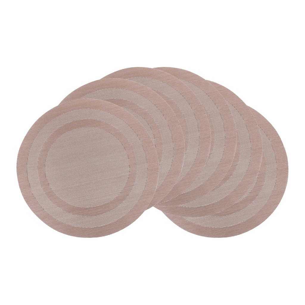 Set of 6 PVC Round Placemats for Kitchen Dining Table Decor Heat Resistant Table Placemats Wipeable Table Mat - 15*15in