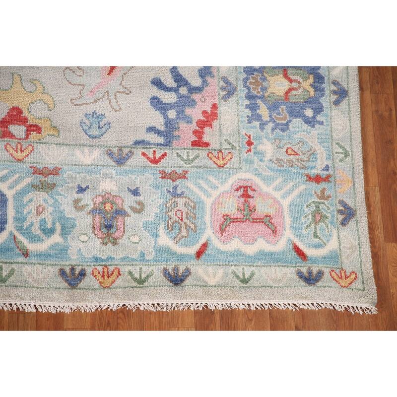Grey Oushak Oriental Area Rug Handmade Wool Carpet - 9'1"x 11'10"