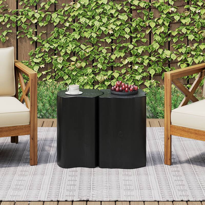 2-in-1 Irregular MGO End Table, Split Design, Small Space Friendly,Indoor Outdoor Use