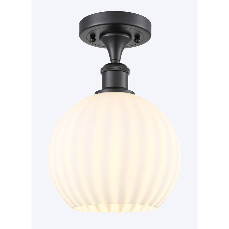 Innovations Lighting 516-1C-12-8 White Venetian Semi-Flush White - Matte Black