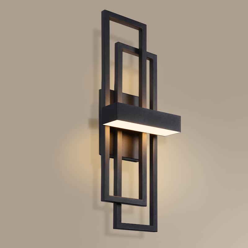 2-Pack Matte Black Iron Integrated LED Outdoor/Indoor Wall Sconce