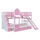 preview thumbnail 34 of 36, Full Over Full Wooden Bunk Bed with 2 Drawers & 3 Shelves, Castle Style Stairway Bedframe with Slide & Safety Guardrails