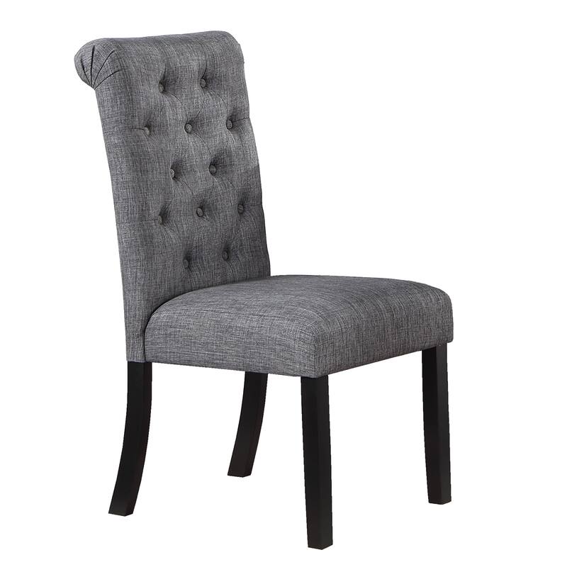 Set of 2 Fabric Dining Chairs with Tufted Back