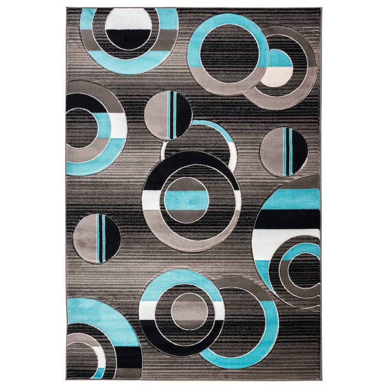 Orelsi Collection Abstract Area Rug - 8'1'' X 10'5'' - Grey/Turquoise