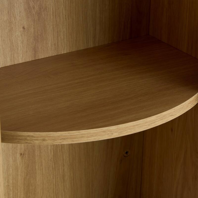 Classic Coffee Table, Round Dining Table with Double-Layer Storage, Woodgrain Kitchen Table for 4-6 People