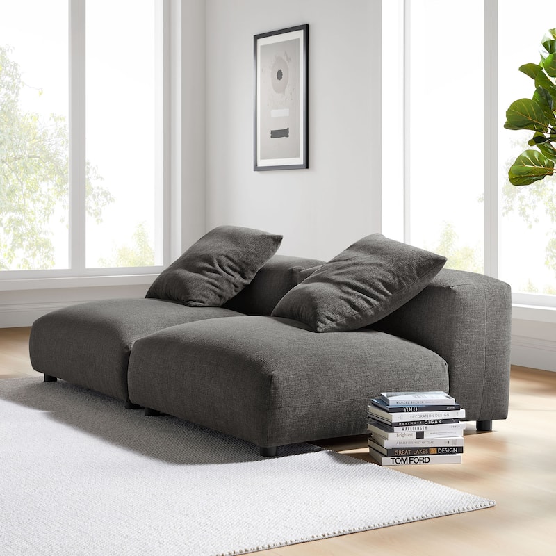 Solace 2-Piece Modular Upholstered Fabric Sofa - Charcoal