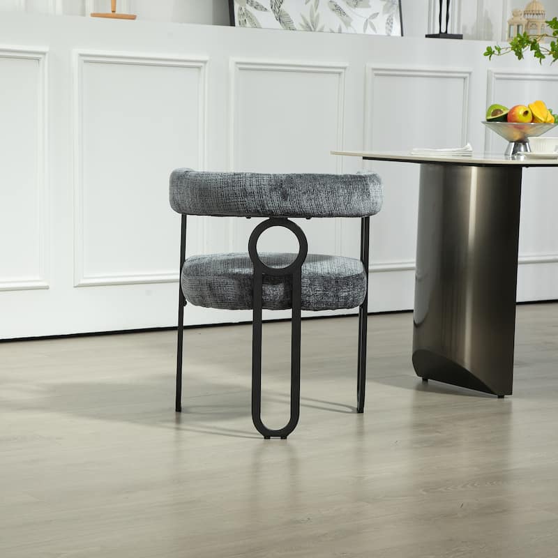 Contemporary Chenille Fabric Upholstered Accent/Dining Chair/Barrel Side Chairs Kitchen Armchair for Living Room set of 1