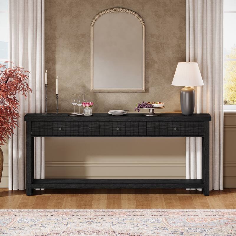 Wood Console Table Long Sofa Table with 3 Drawers, 70.9 inch Entryway Table