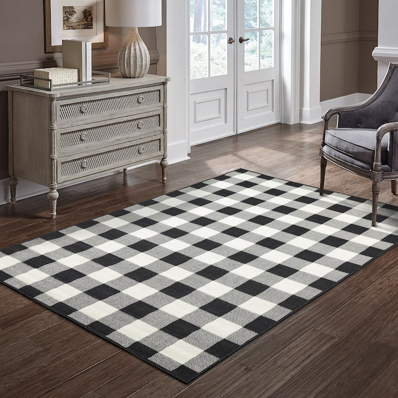 Style Haven Gingham Check Indoor/Outdoor Area Rug..