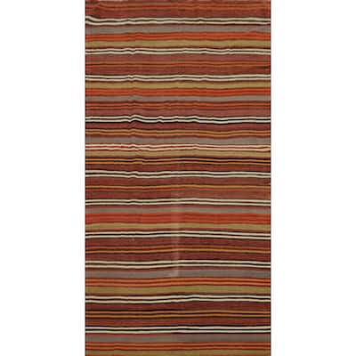Hand Woven Oriental 100% Wool Carpet Southwestern Geometric Oranges & Rust Kilim Area Rug - 9' 7'' X 4' 10''