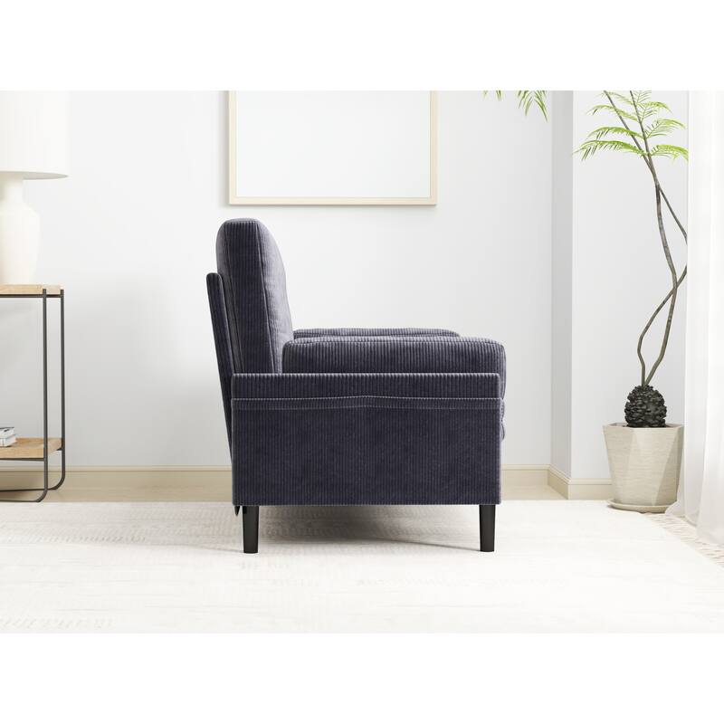 Roomfitters, Corduroy 2-Seater Sofa Sleeper, Convertible Loveseat with Recline Function and Armrests, Modern Small Sofa Bed