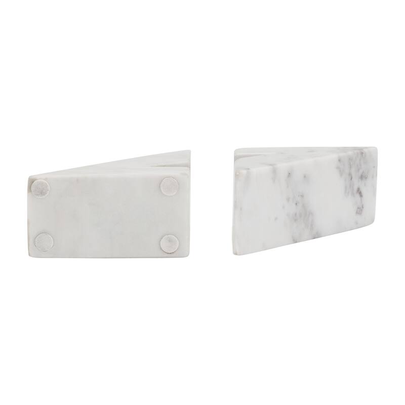 Decorative Modern Marble Triangle Bookends - Home Decor - 6", White - 6.0"