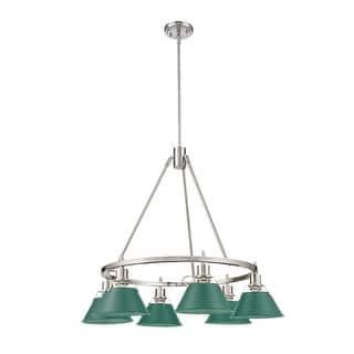 Orwell 6-Light Chandelier in Pewter with Pine Green - 6 Light Chandelier