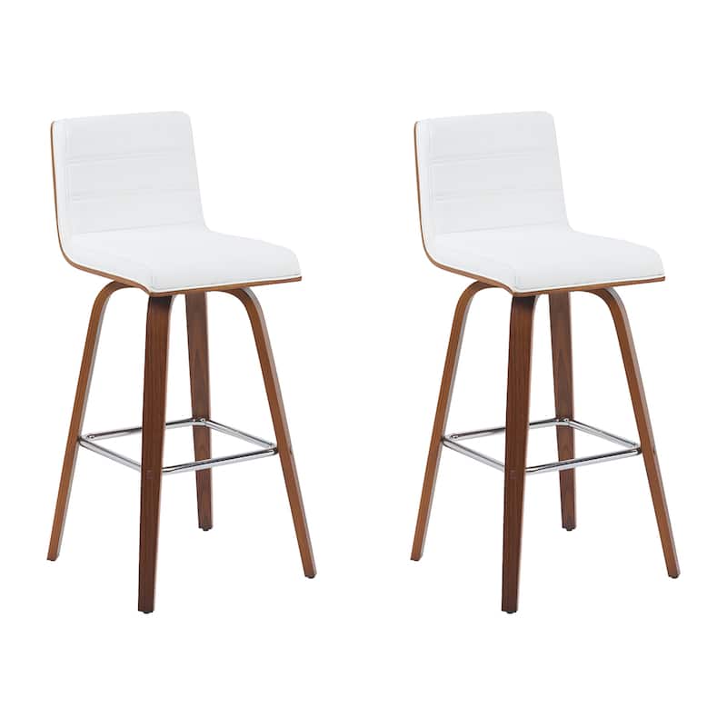 Skara Swivel Bar Stool, Upholstered Bar Height Chair with Bentwood Frame
