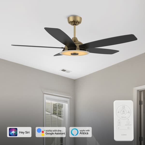 52 Modern 4-Blade Ceiling Fan With Remote And LED Lights Dimmable Ceiliing Fan Downrod Ceiling Fan