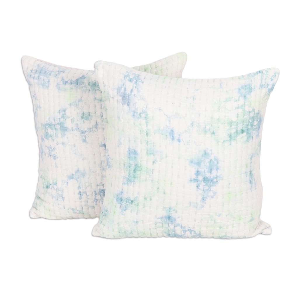 Novica Handmade Spring Sky Tie-Dyed Cotton Cushion Covers (Pair)