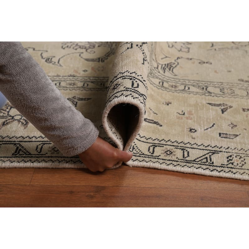 Medallion Tabriz Persian Rug Floral Hand-Knotted Wool Carpet - 9'8"x 13'2"