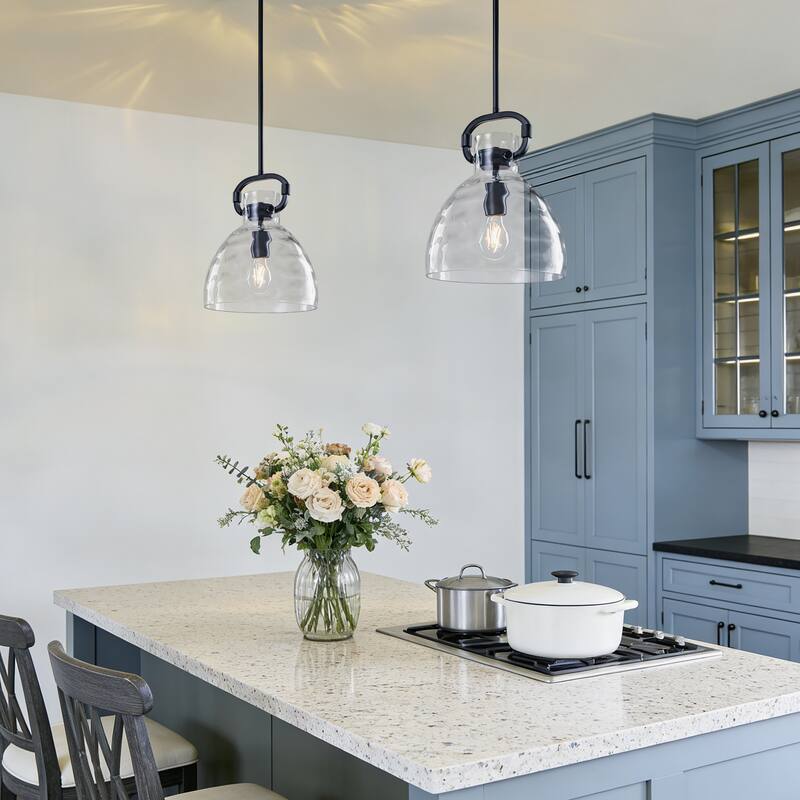 Skystar 1 - Light Single Pendant With Clear Hammered Glass Shade