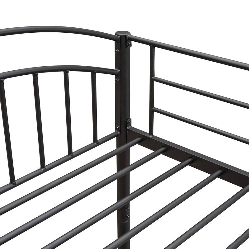 Twin Over Twin Steel Bunk Bed with Guardrails