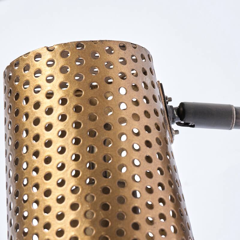 Wesley I 11x10.2 Gold Toned Perforated Metal Cone Wall Sconce - 11.0L x 5.1W x 10.2H