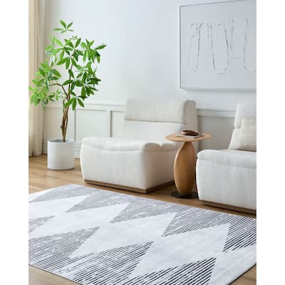 Livabliss Scandinavian Lavable Diamond Washable Area Rug