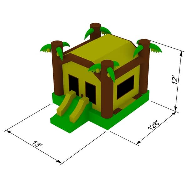 dimension image slide 1 of 2, Commercial Jungle Bounce House with Blower