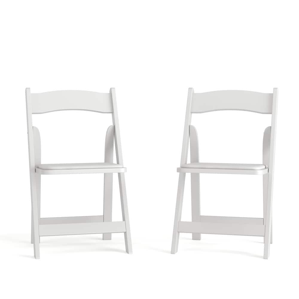 Wood Folding Chair with Vinyl Padded Seat (Set of 2)