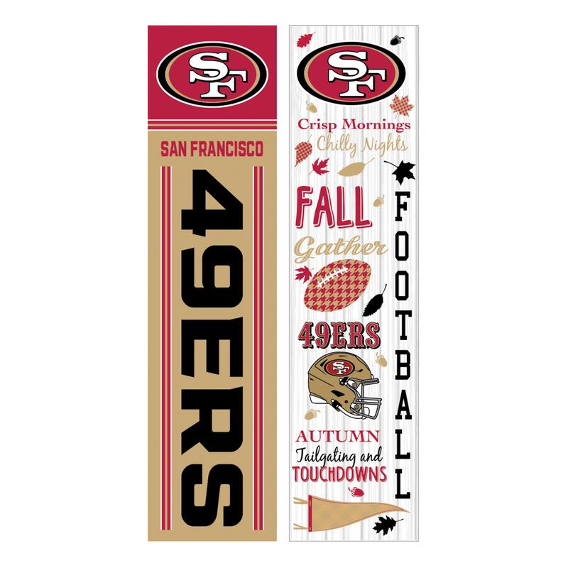 47" Double Sided Seasonal Porch Leaner, San Francisco 49ers - 47" x 11.25"