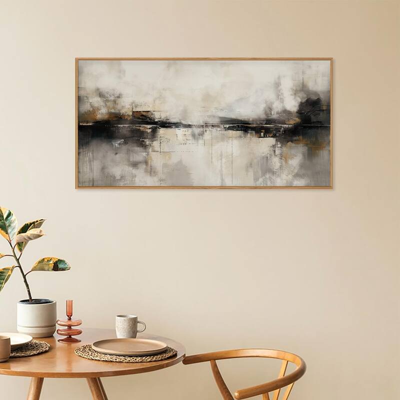 Abstract Gray Wall Decor,Minimalist Beige Wall Painting