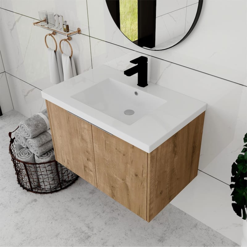 Bathroom Vanity With Sink In 24/30/36 Inch, Floating Bathroom Vanity With Soft Close Door