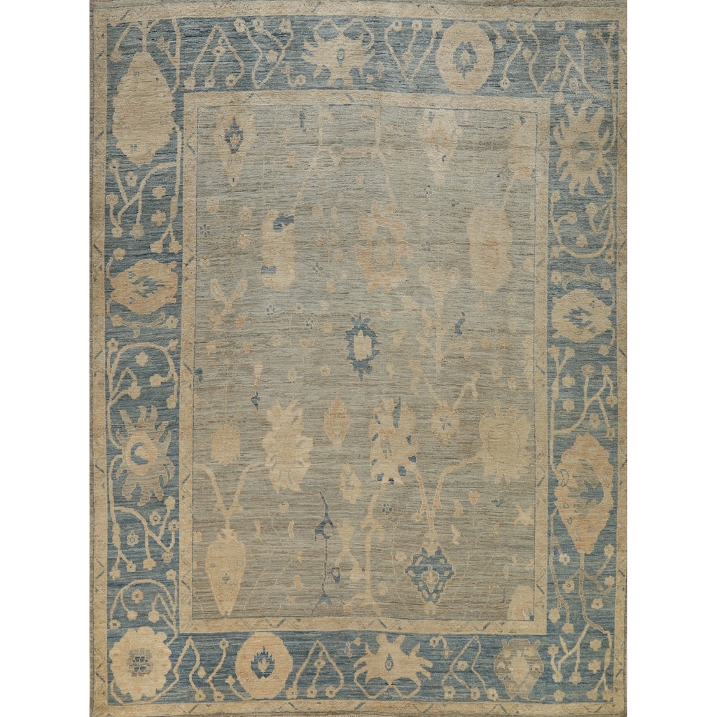Vegetable Dye Oushak Turkish Rug Transitional Hand-Knotted Wool Carpet - 8'3"x 9'11"