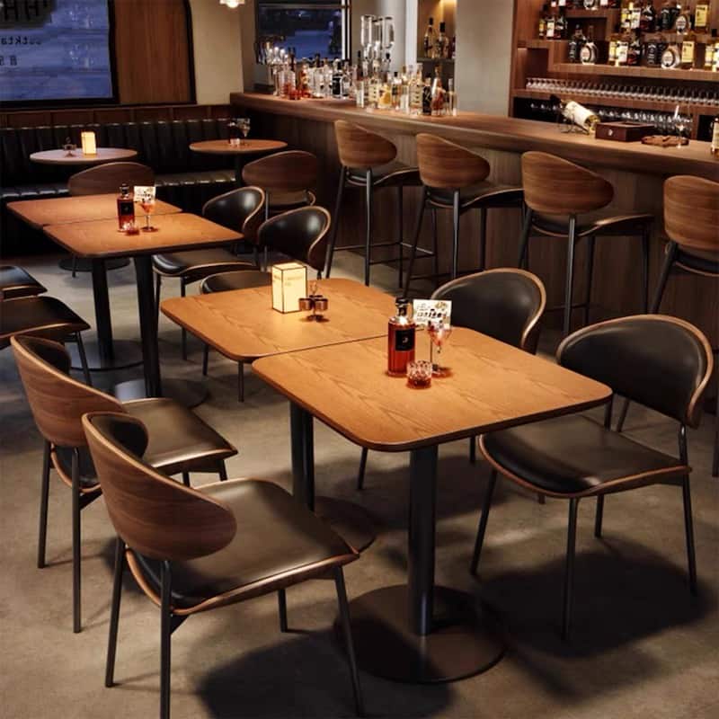 Modern Brown Not Assembled Need Dining Chairs ,curved Back Leather Kitchen Chairs for Dining Room