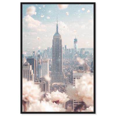 Peonies Over New York Canvas by Art Remedy