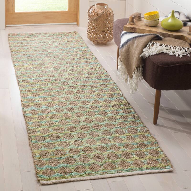 SAFAVIEH Handmade Cape Cod Majella Coastal Jute Rug - 2'3" x 8' Runner - Teal/Natural