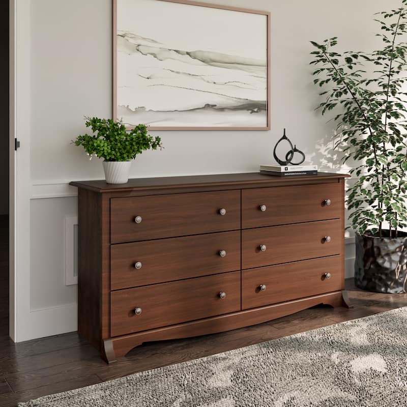 Prepac Monterey 6 Drawer Double Dresser for Bedroom, Wide Chest of Drawers, Traditional Bedroom Furniture