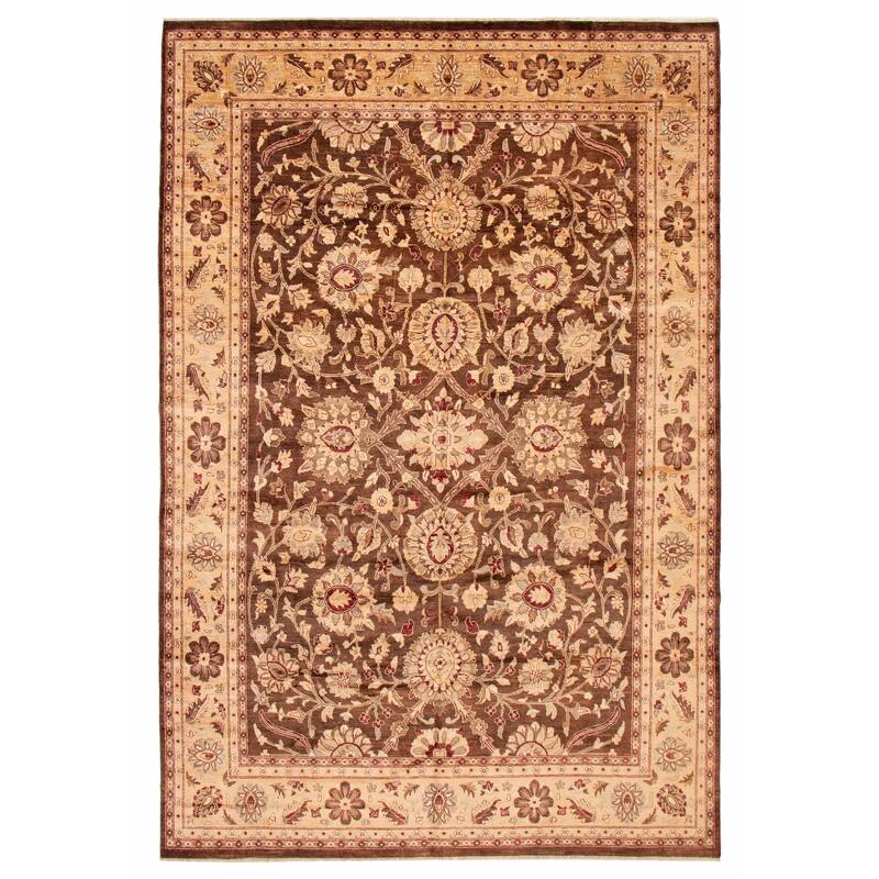 ECARPETGALLERY Hand-knotted Chobi Finest Brown Wool Rug - 9'8 x 14'2 - Dark Brown - 9'8 x 14'2