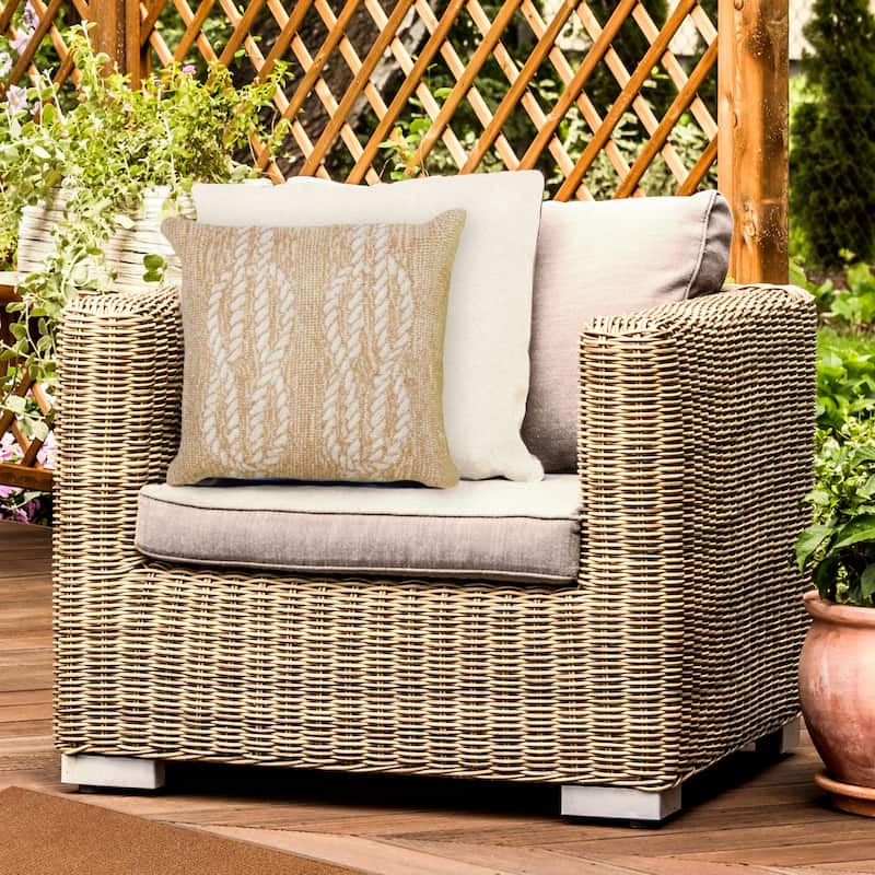 Liora Manne Frontporch Ropes Indoor/Outdoor Pillow Neutral 18" Square - Accent - 18" x 18" - Polyester - Neutral