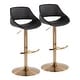 preview thumbnail 3 of 144, Silver Orchid Svellingen Adjustable Bar Stool with Rounded T Footrest - Set of 2 Black Faux Leather/Gold Metal