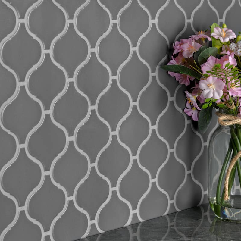 Merola Tile Metro Lantern Matte Dark Grey 9-1/2" x 10-3/4" Porcelain Mosaic Floor and Wall Tile