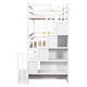 preview thumbnail 14 of 13, Wood Twin Size Bunk Bed with Storage Staircase & Full-Length Guard Rail, Triple Bunk Frame w/Slats Support for Bedroom